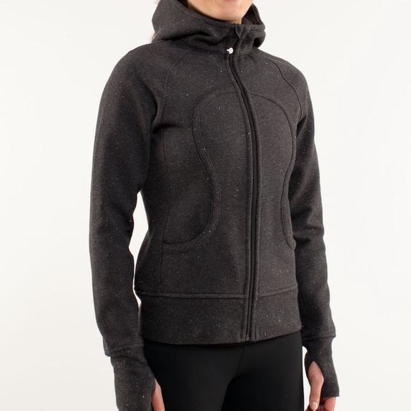 lululemon athletica Tops - Lululemon Scuba Full-Zip Hoodie Sz 6 Grey Heathered Cotton Fleece Yoga